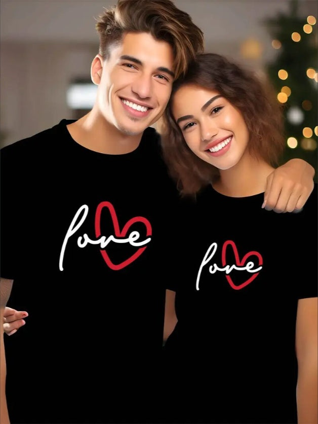 Love Valentine'S Day T-Shirt, Couple T-Shirt, Couple Christmas, Fashion Casual T-Shirt, Short-Sleeved T-Shirt